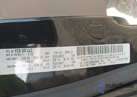 2016 Chrysler Town & Country Touring from USA, damaged, VIN 2C4RC1BG0GR300670